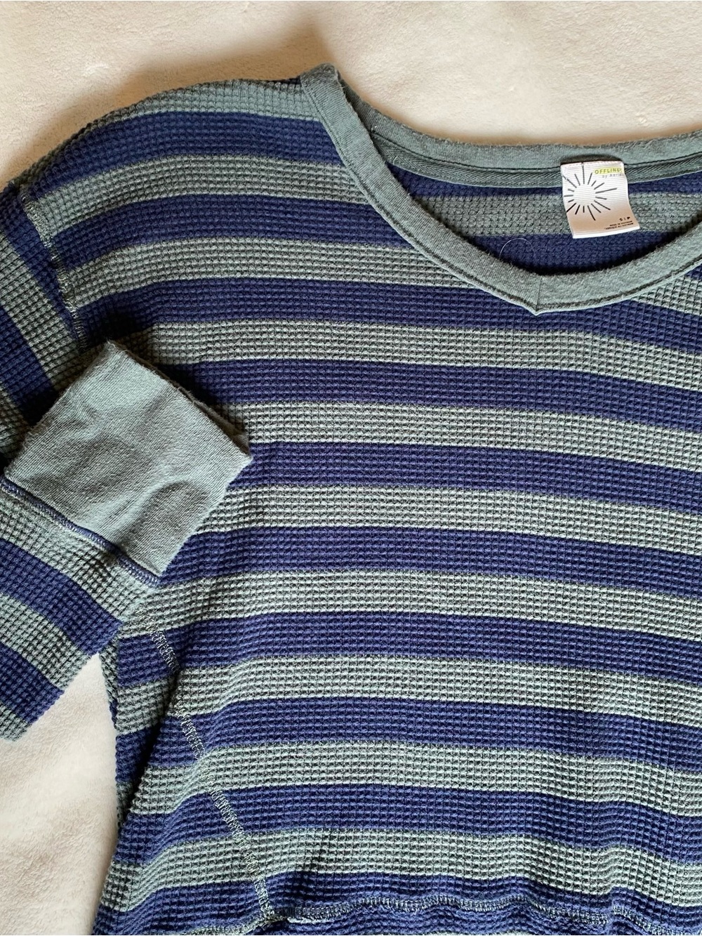 Aerie Offline 💙 Striped Waffle Knit Tee